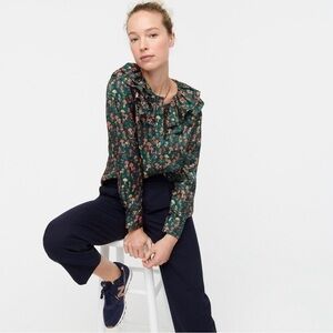J. Crew | Tops | Jcrew Collection Silktwill Rufflecollar Top...